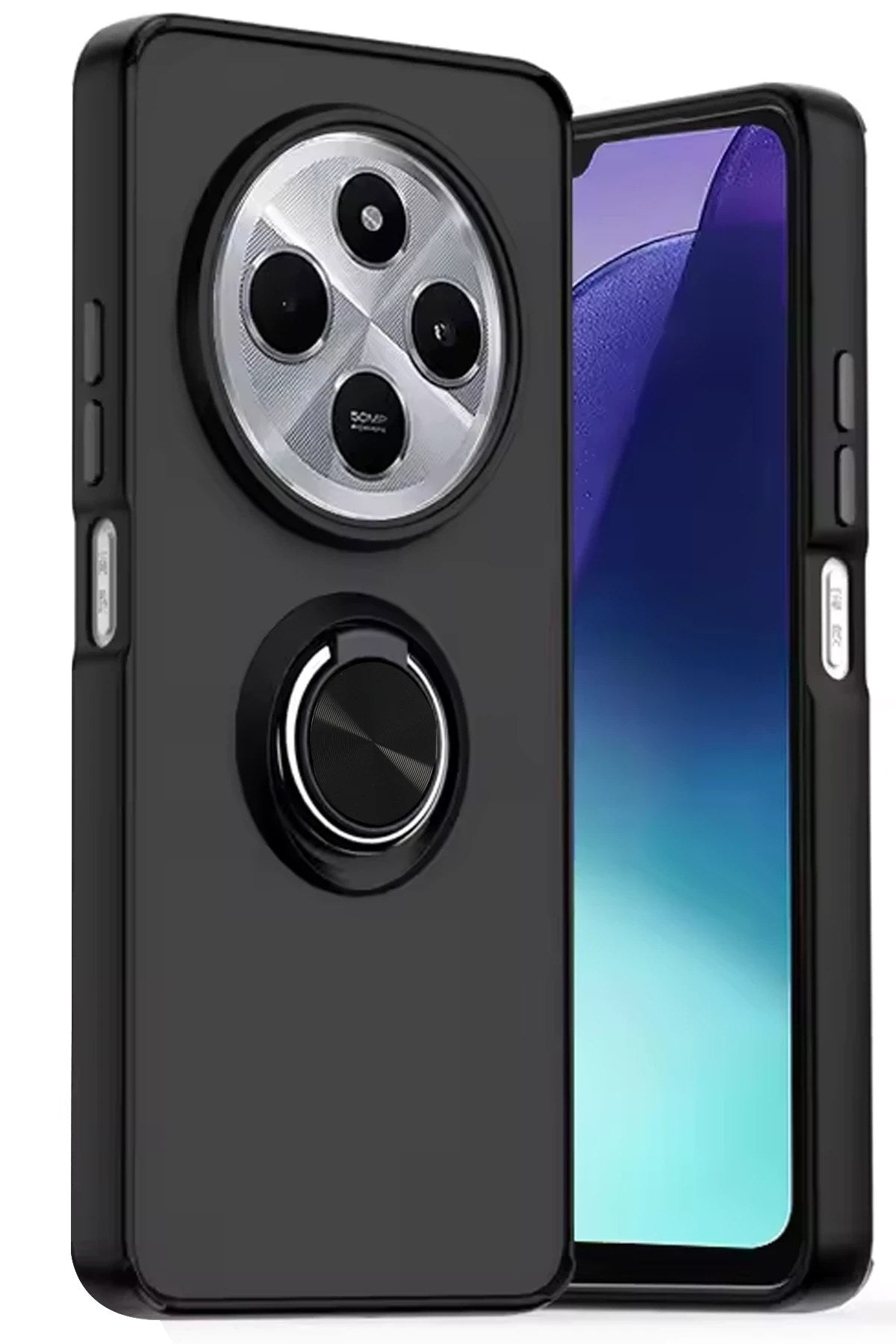 Mey İthalat® Redmi 14C Kılıf Montreal Yüzüklü Silikon Kapak - Siyah