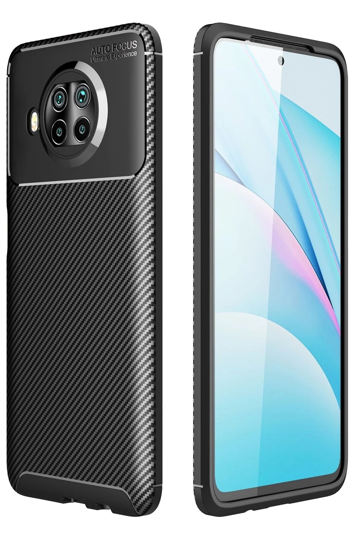 Mey İthalat® Mi 10T Lite Kılıf Auto Focus Karbon Kapak - Siyah