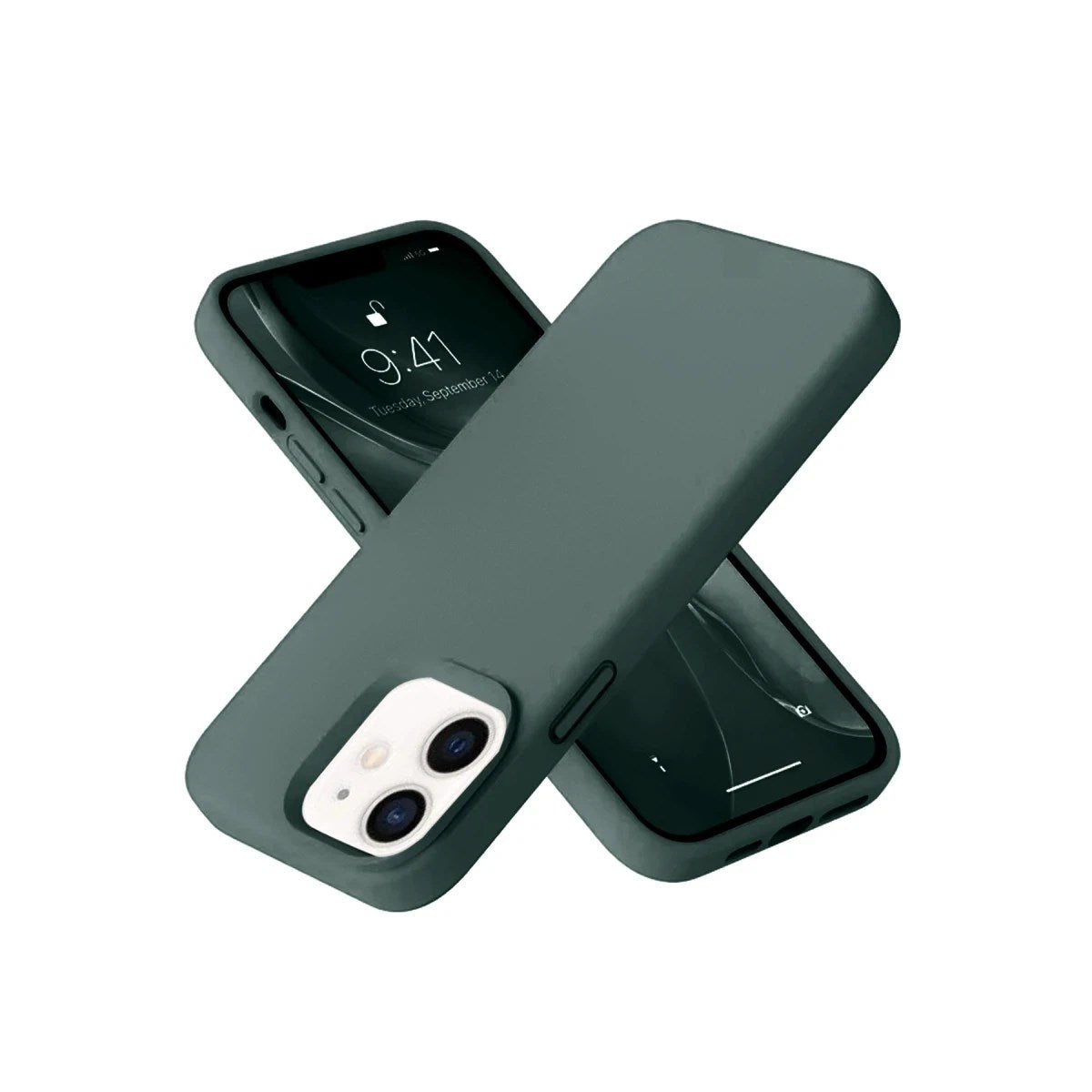 Mey İthalat® iPhone 12 Kılıf Nano içi Kadife Silikon - Koyu Yeşil