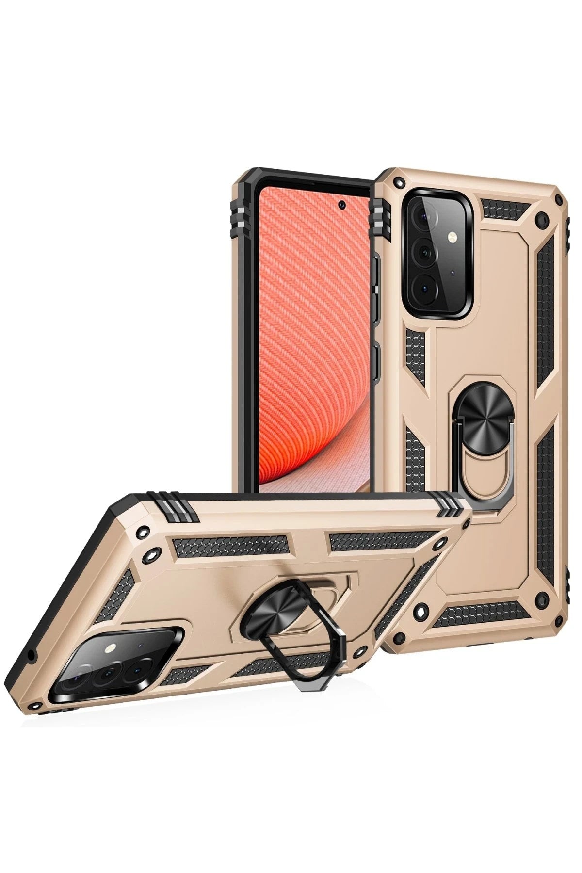 Mey İthalat® Samsung Galaxy A72 Kılıf Sofya Yüzüklü Silikon Kapak - Gold