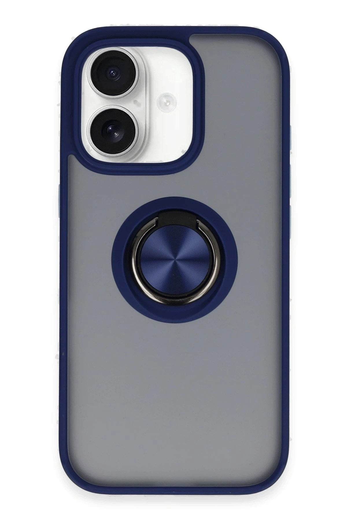 Mey İthalat® iPhone 16 Kılıf Montreal Yüzüklü Silikon Kapak - Lacivert