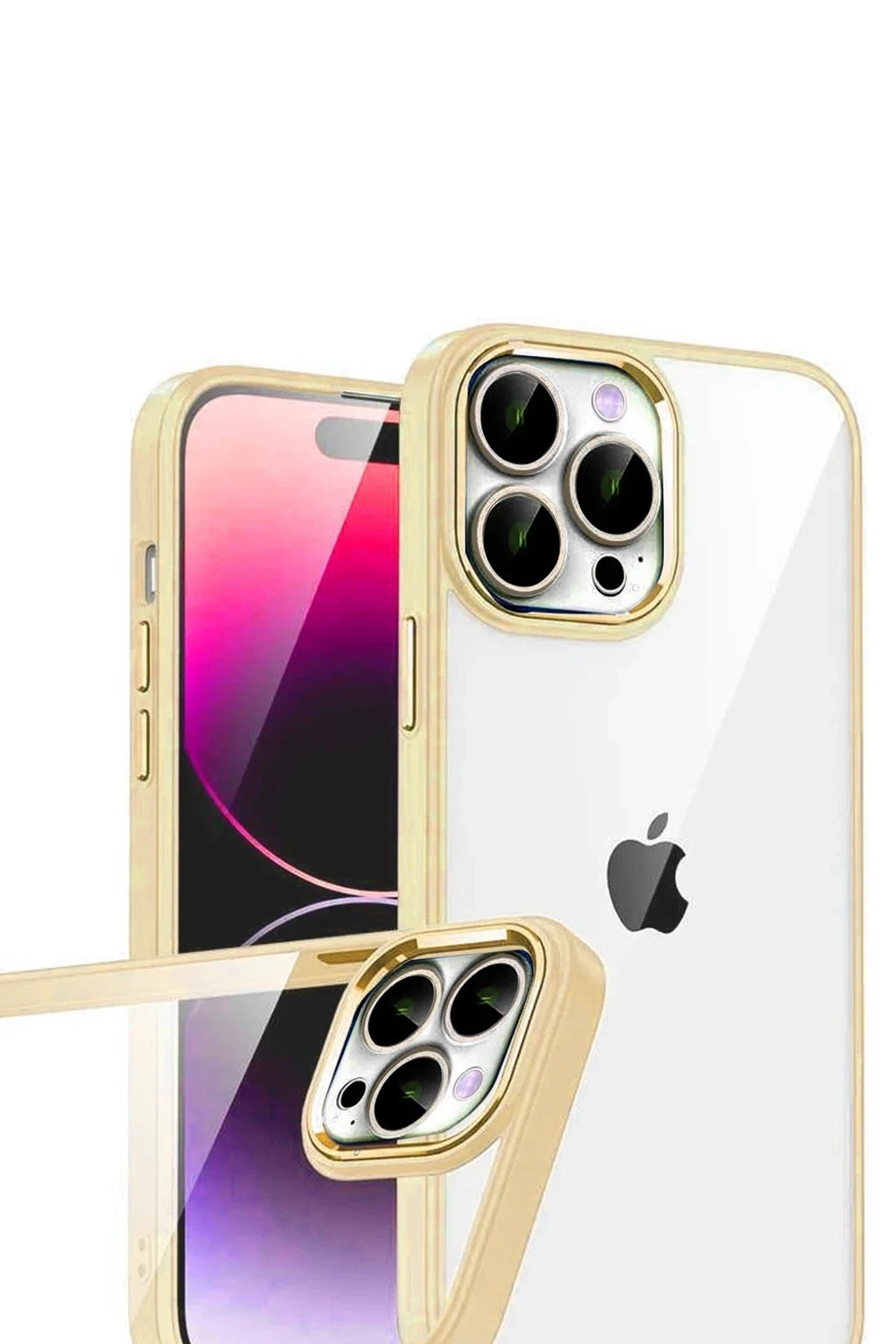 Mey İthalat® iPhone 15 Pro Max Lensli Silikon - Gold