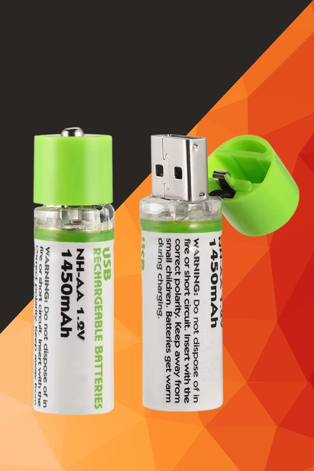 USB Şarjlı 1450mAh AA 1.2V Lityum Kalem Pil – 2’li Set, Tekrar Şarj Edilebilir Uzun Ömürlü Dönüştürülebilir Batarya