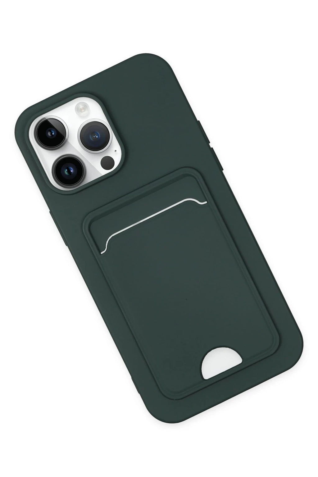 Mey İthalat® iPhone 14 Pro Kılıf Kelvin Kartvizitli Silikon - Koyu Yeşil