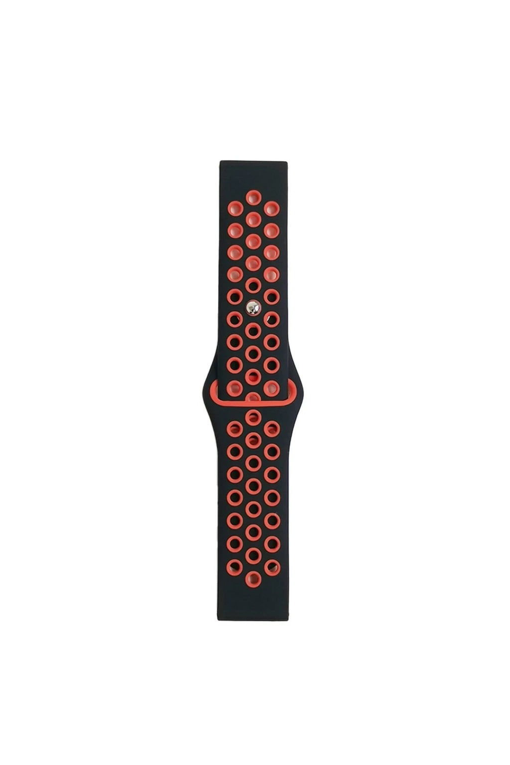 Mey İthalat® Watch 20mm Spor Delikli Kordon - Siyah-Kırmızı