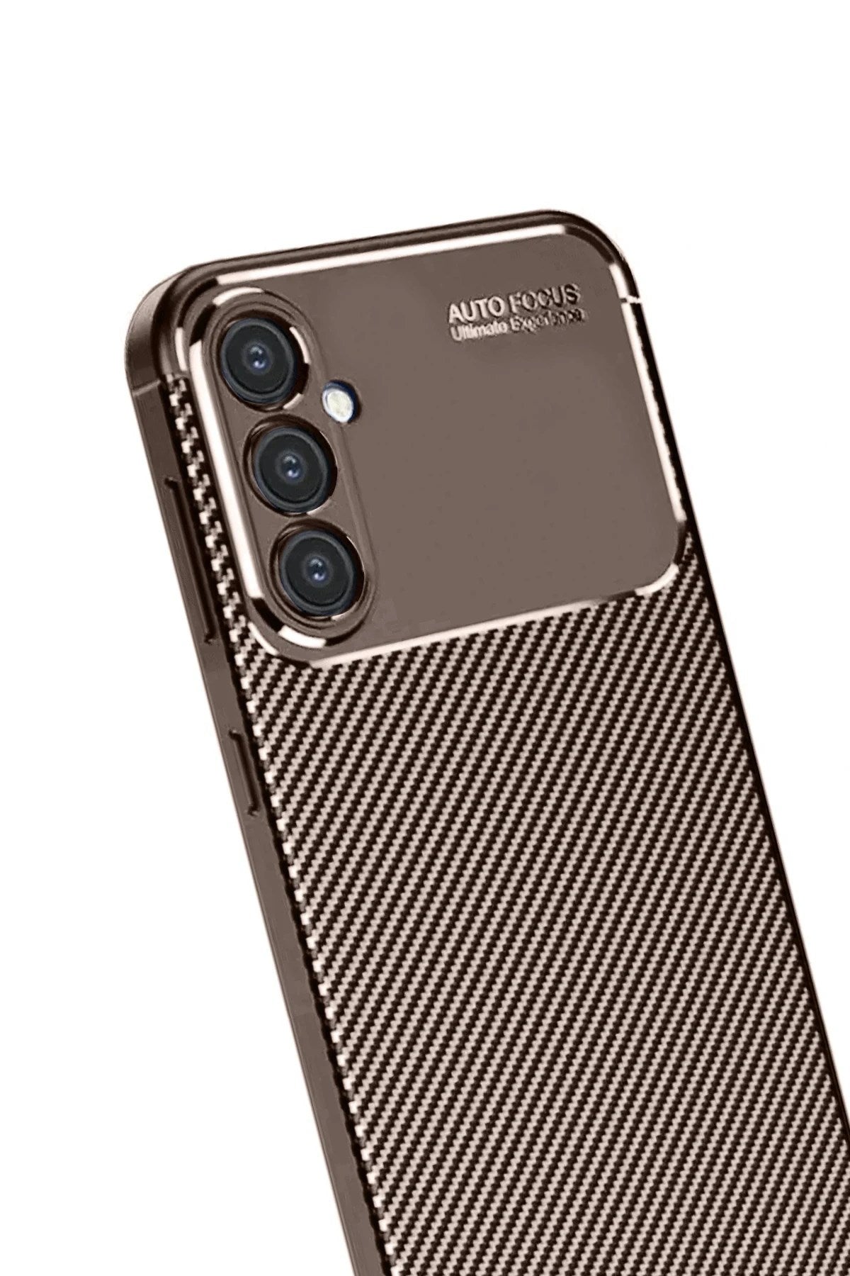 Mey İthalat® Samsung Galaxy S24 FE Kılıf Auto Focus Karbon Kapak - Kahverengi