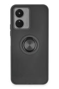 Mey İthalat® Vivo Y16 Kılıf Montreal Yüzüklü Silikon Kapak - Siyah