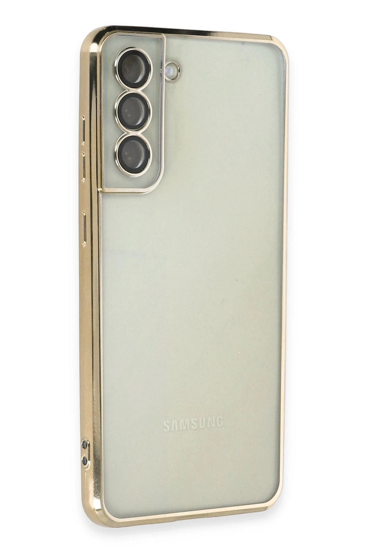 Mey İthalat® Samsung Galaxy S21 FE Kılıf Lensli Silikon - Gold