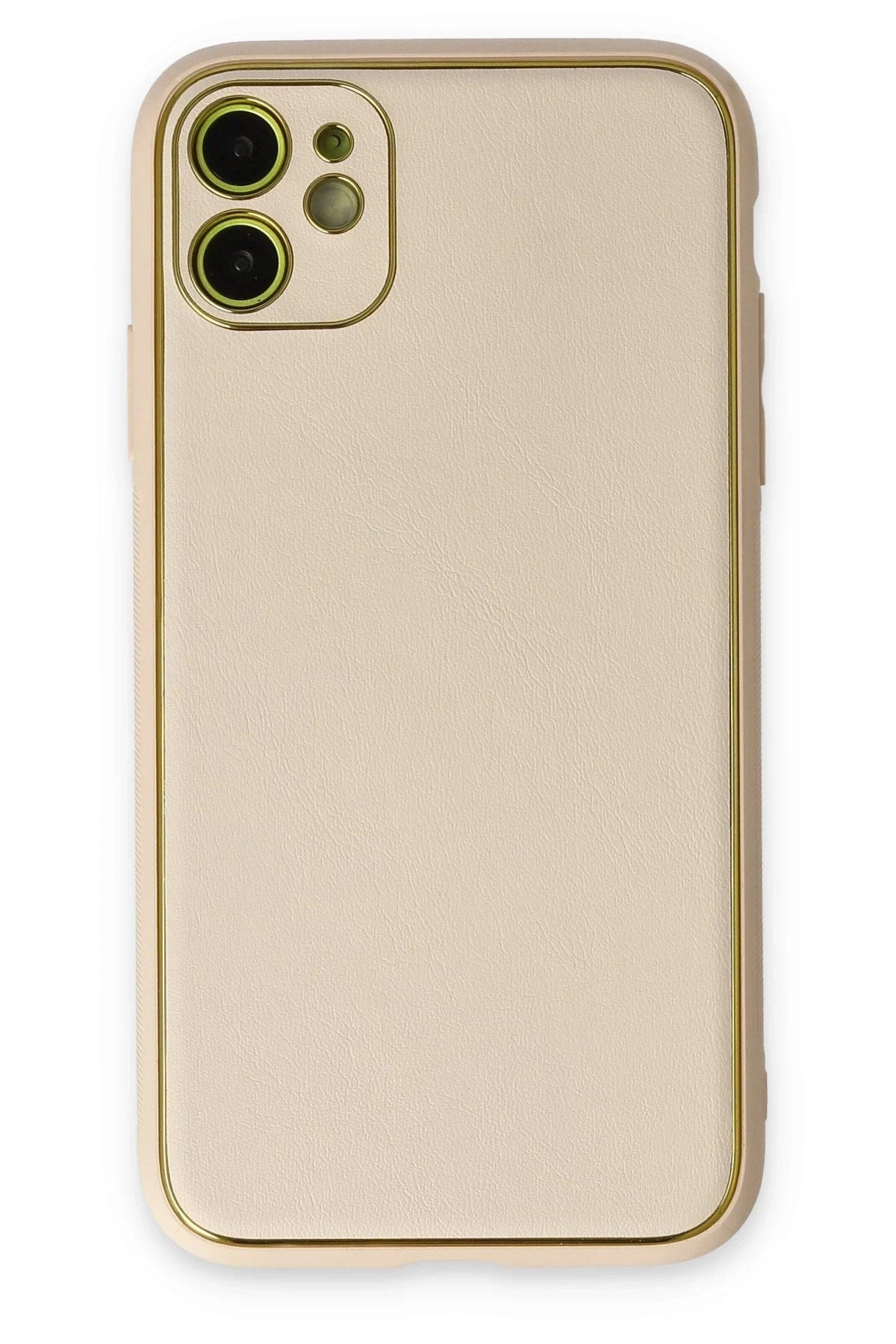 Mey İthalat® iPhone 12 Kılıf Coco Deri Silikon Kapak - Gold