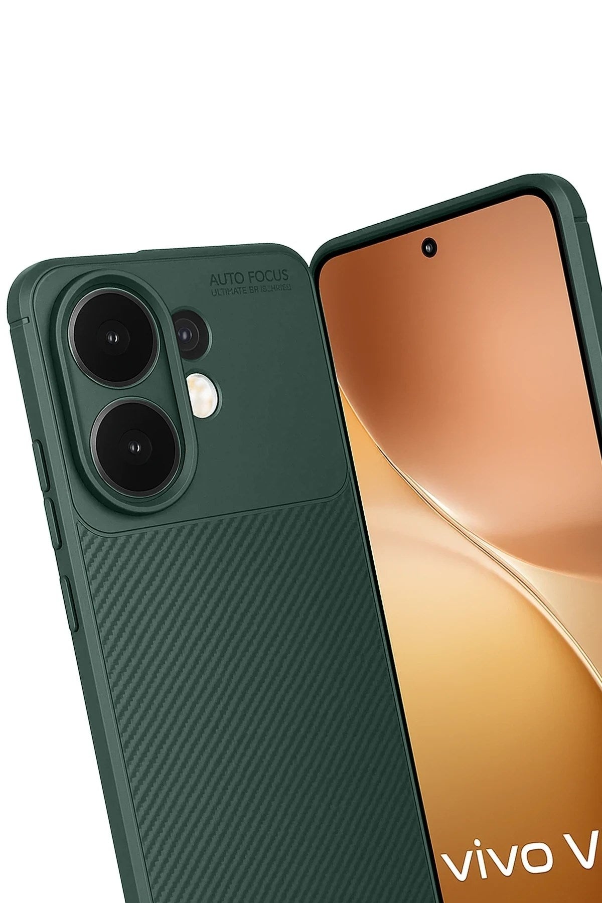 Mey İthalat® Vivo V60 5G Auto Focus Karbon Kapak - Koyu Yeşil