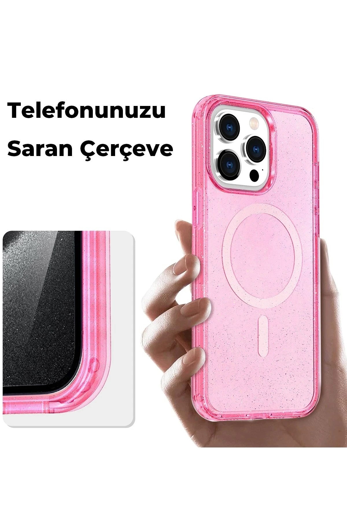 Mey İthalat® iPhone 15 Pro Max Kılıf Star Magsafe Kapak - Pembe