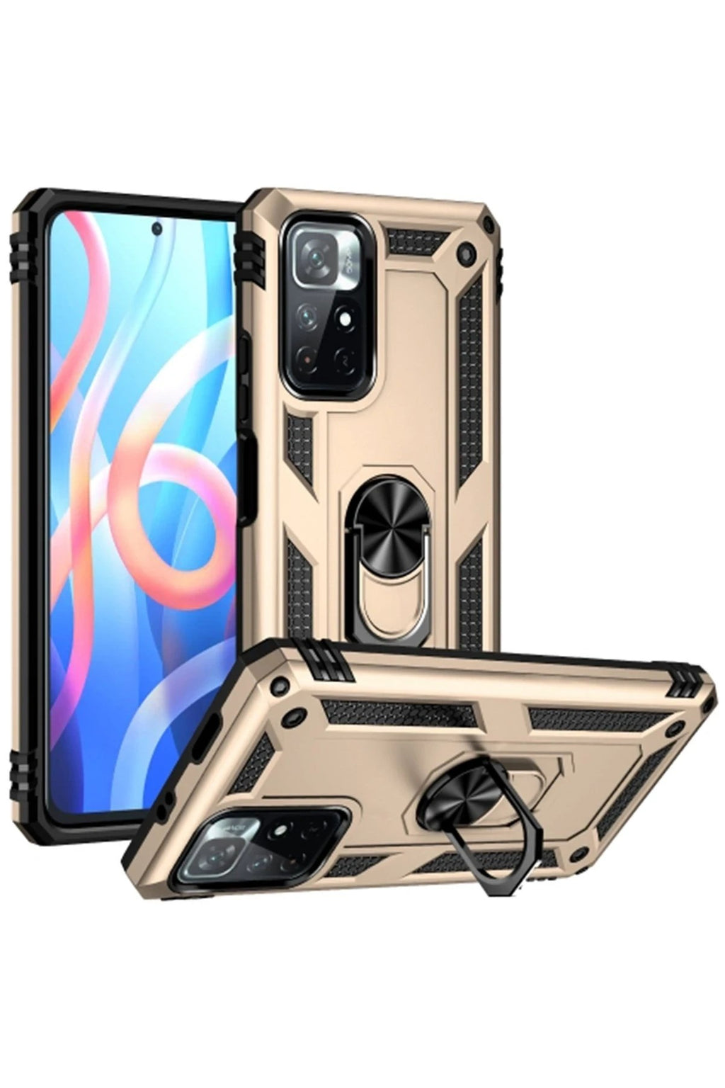 Mey İthalat® Redmi Note 11T Kılıf Sofya Yüzüklü Silikon Kapak - Gold