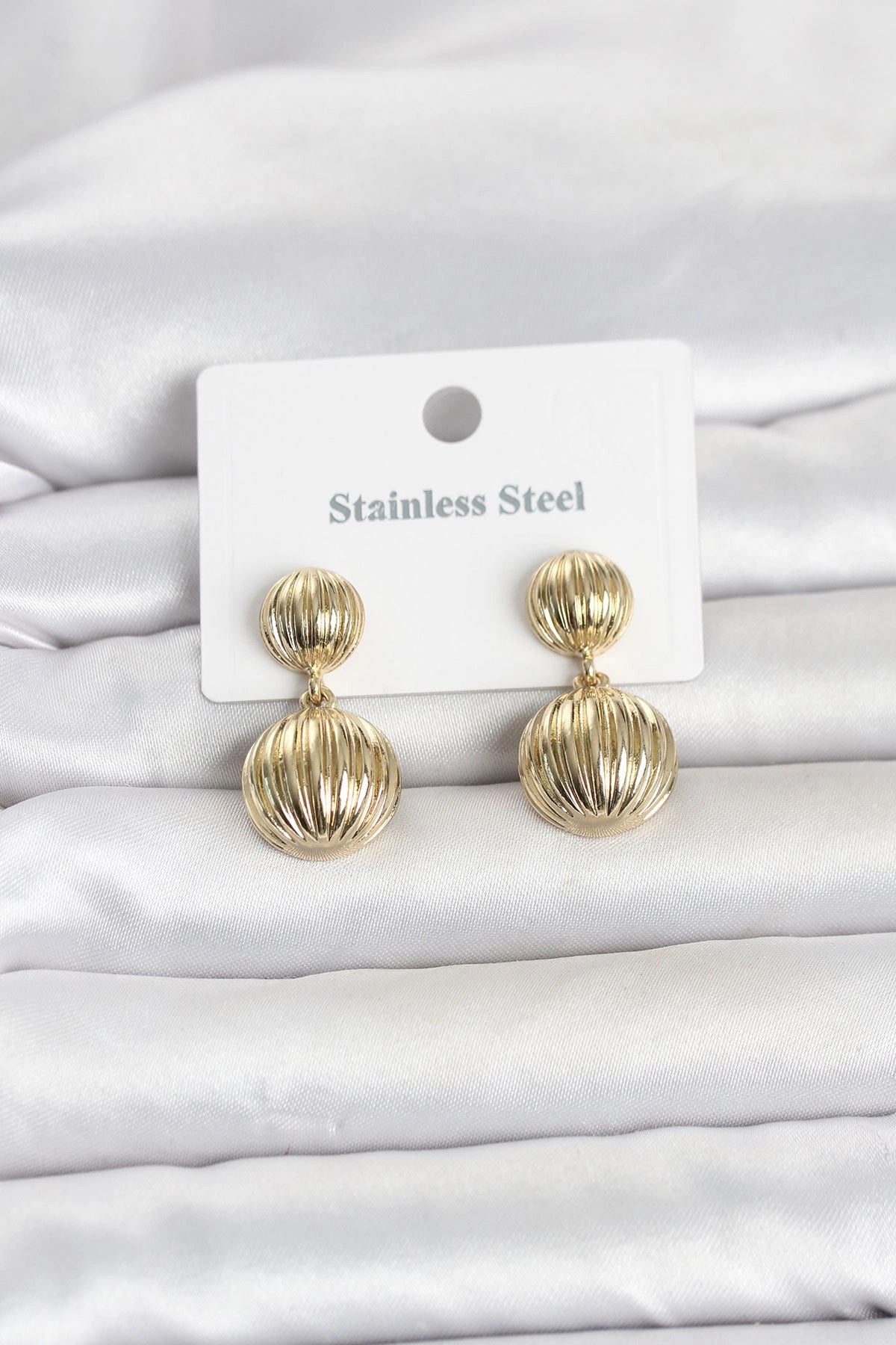 Mey İthalat® 316L Çelik Gold Renk Vintage Model Kadın Küpe