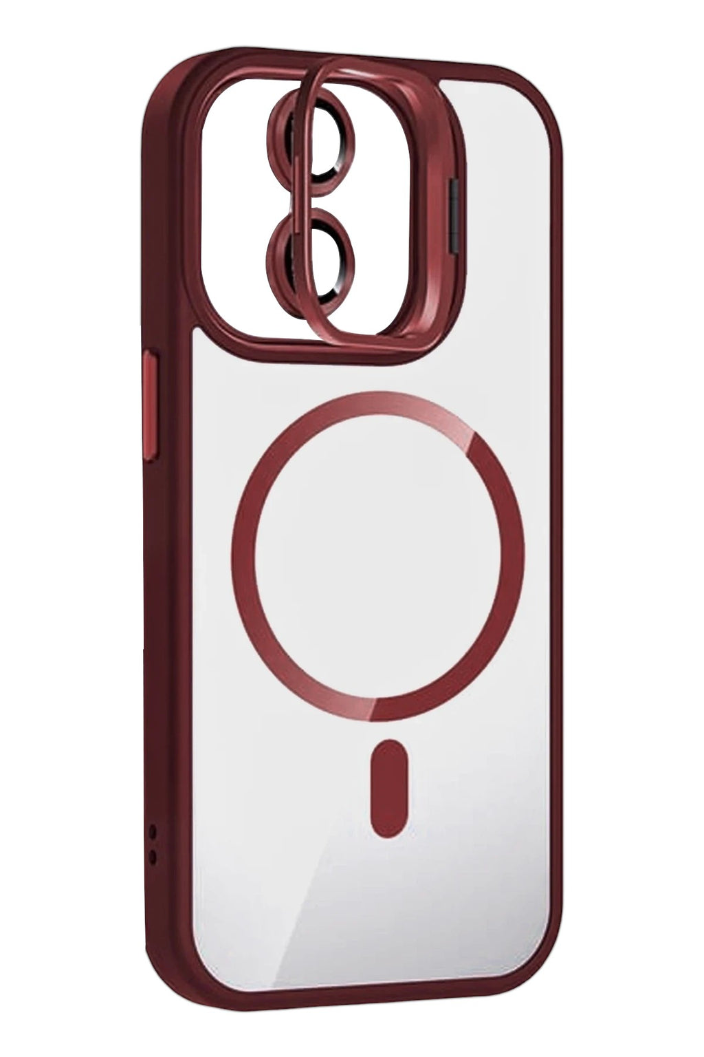Mey İthalat® iPhone 11 Remim Lensli Magsafe Standlı Kapak - Bordo