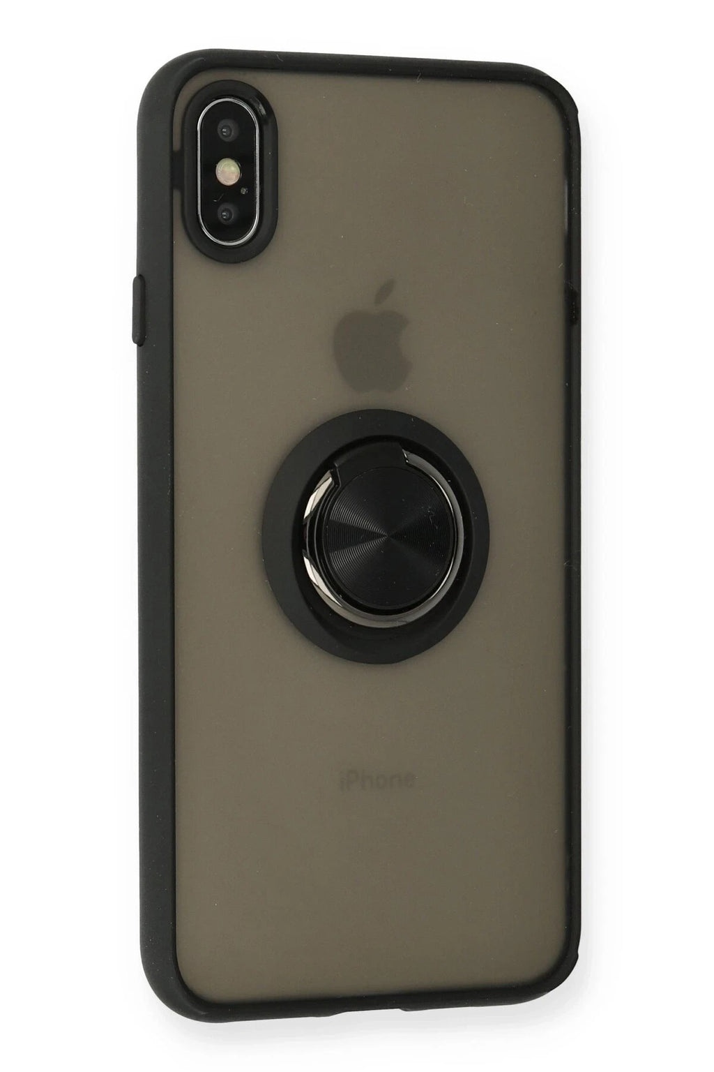 Mey İthalat® iPhone XS Max Kılıf Montreal Yüzüklü Silikon Kapak - Siyah