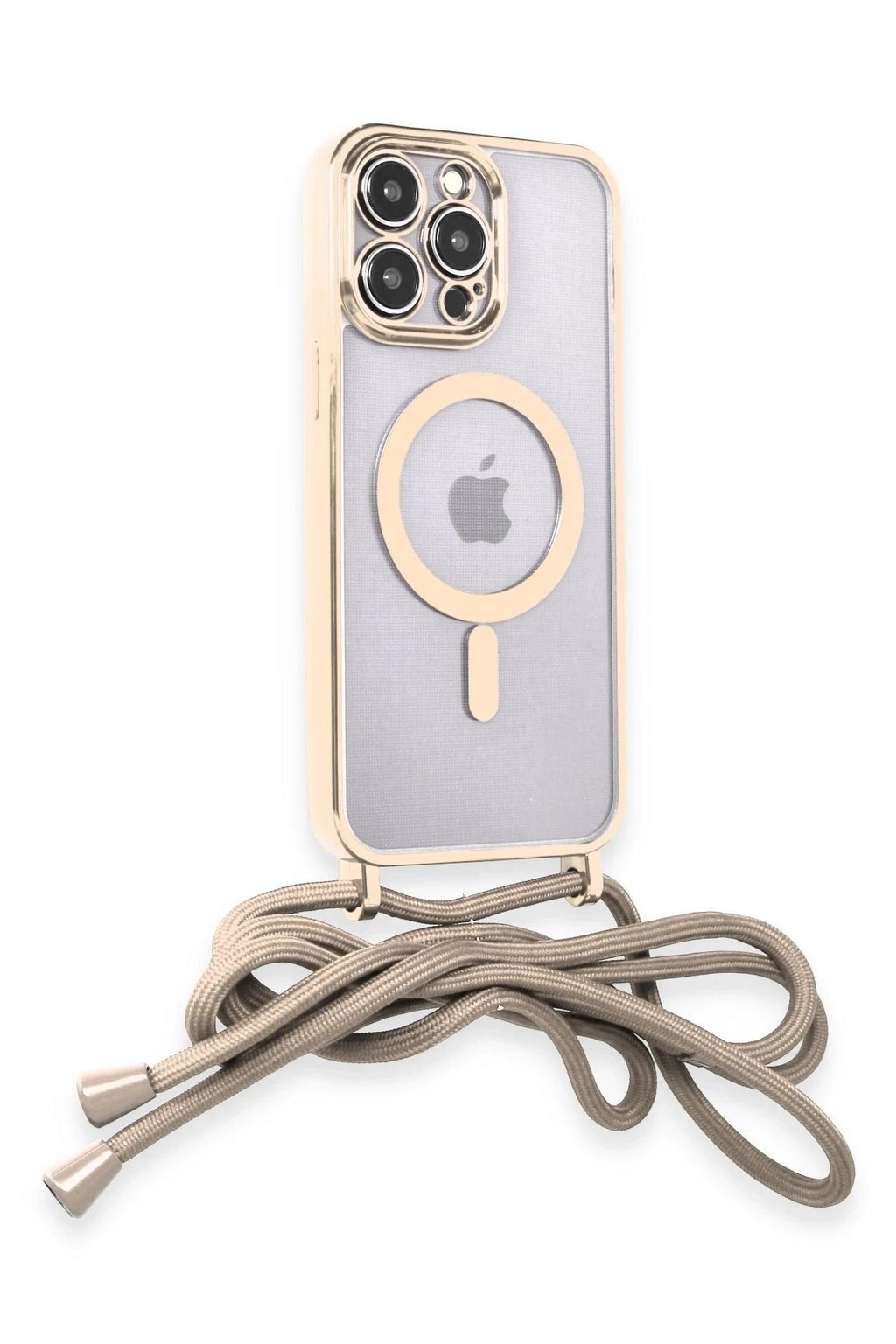 Mey İthalat® iPhone 14 Pro Kılıf Divo Lazer Askılı Magsafe Kapak - Gold
