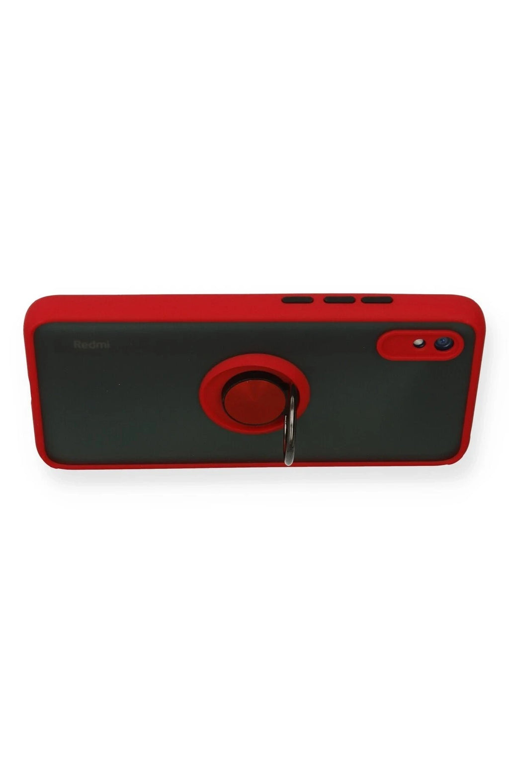 Mey İthalat® Redmi 9A Kılıf Montreal Yüzüklü Silikon Kapak - Kırmızı