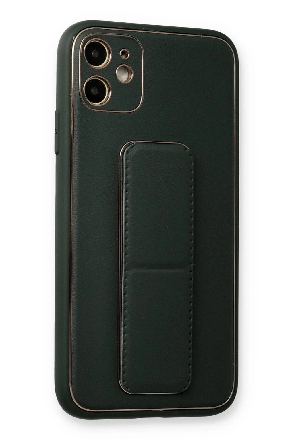 Mey İthalat® iPhone 12 Kılıf Coco Deri Standlı Kapak - Füme
