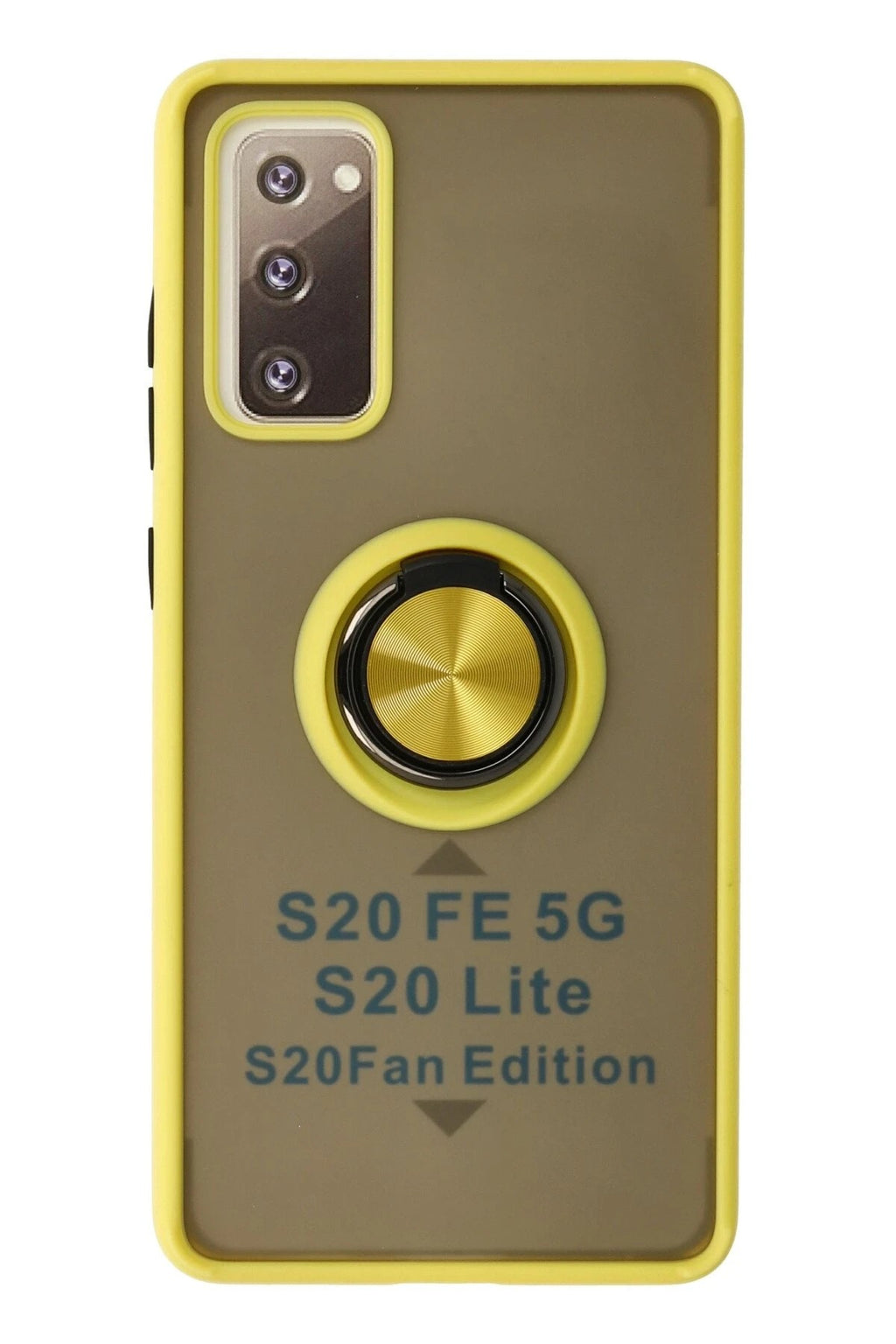 Mey İthalat® Samsung Galaxy S20 FE Kılıf Montreal Yüzüklü Silikon Kapak - Sarı