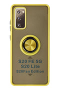 Mey İthalat® Samsung Galaxy S20 FE Kılıf Montreal Yüzüklü Silikon Kapak - Sarı