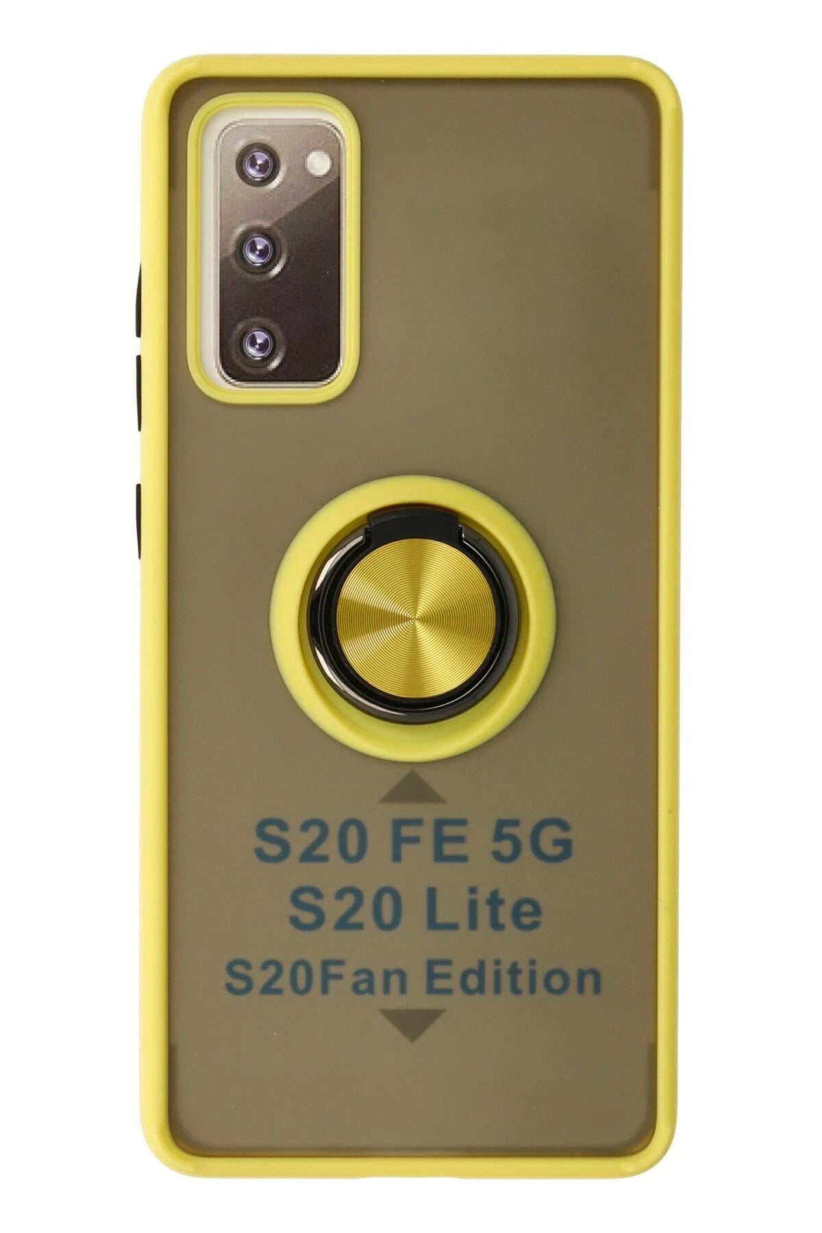 Mey İthalat® Samsung Galaxy S20 FE Kılıf Montreal Yüzüklü Silikon Kapak - Sarı