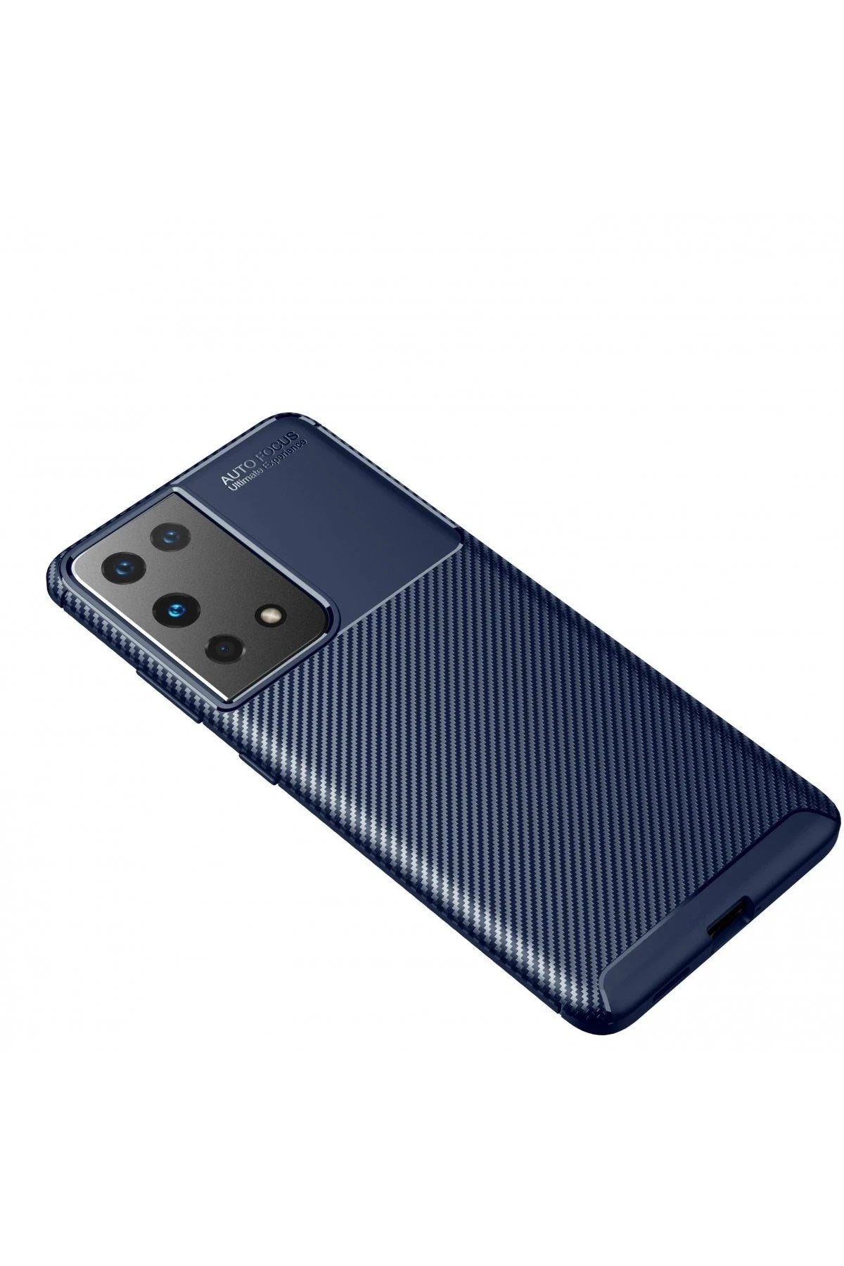Mey İthalat® Samsung Galaxy S21 Ultra Kılıf Auto Focus Karbon Kapak - Lacivert