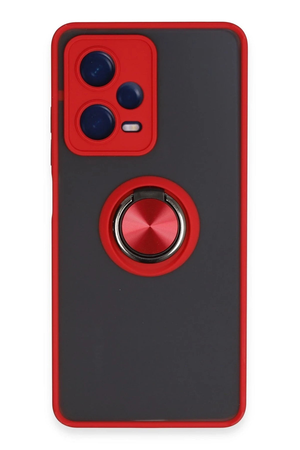 Mey İthalat® Redmi Note 12 5G Kılıf Montreal Yüzüklü Silikon Kapak - Kırmızı