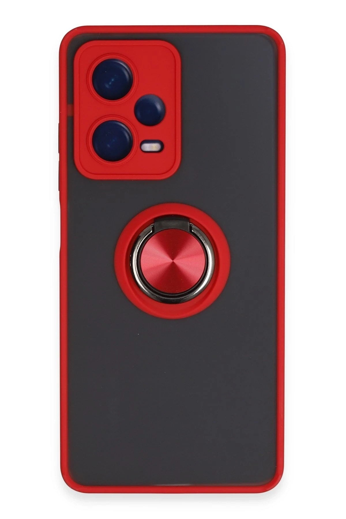 Mey İthalat® Redmi Note 12 5G Kılıf Montreal Yüzüklü Silikon Kapak - Kırmızı