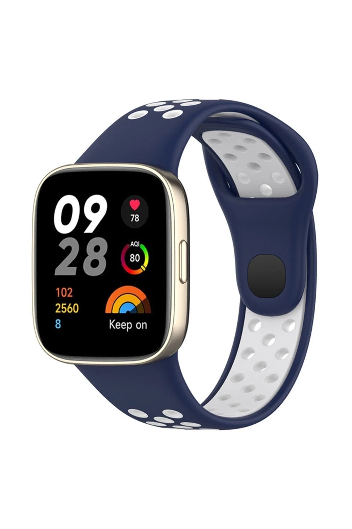 Mey İthalat® Redmi Watch 3 Spor Delikli Kordon - Lacivert-Beyaz