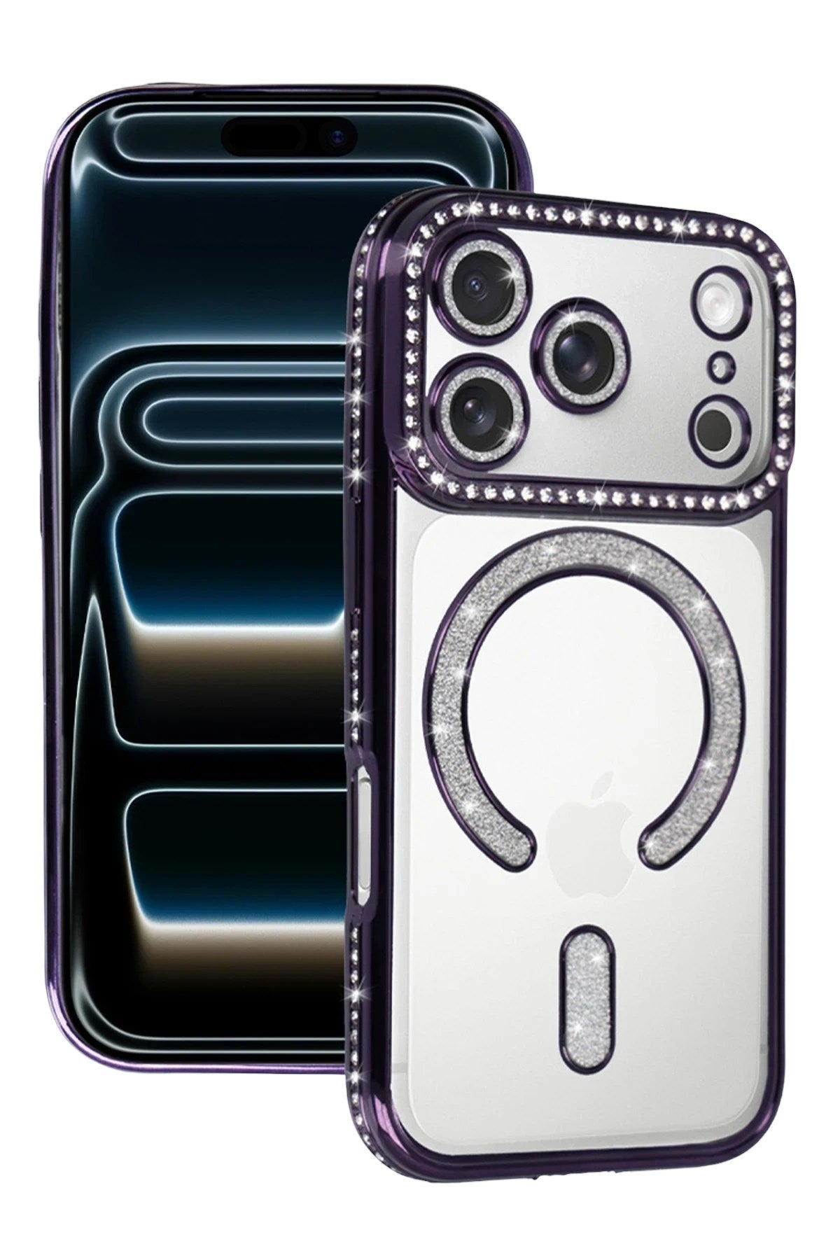 Mey İthalat® iPhone 17 Pro Joke Simli Magneticsafe Kılıf - Derin Mor