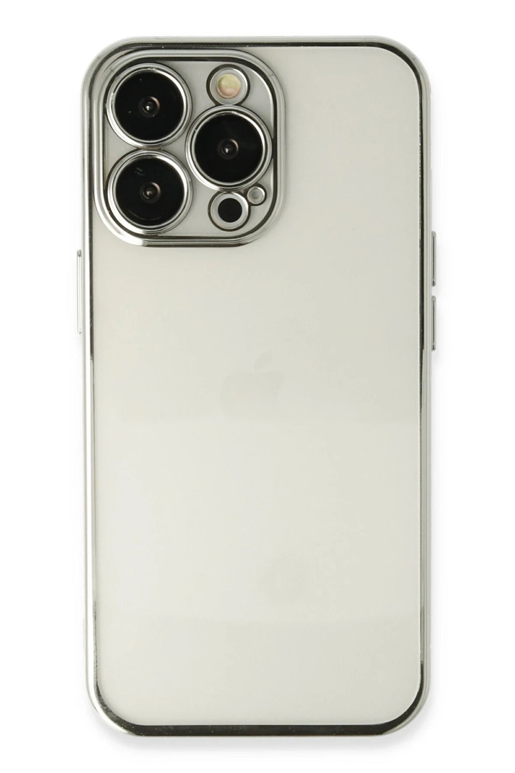 Mey İthalat® iPhone 14 Pro Kılıf Lensli Silikon - Gümüş