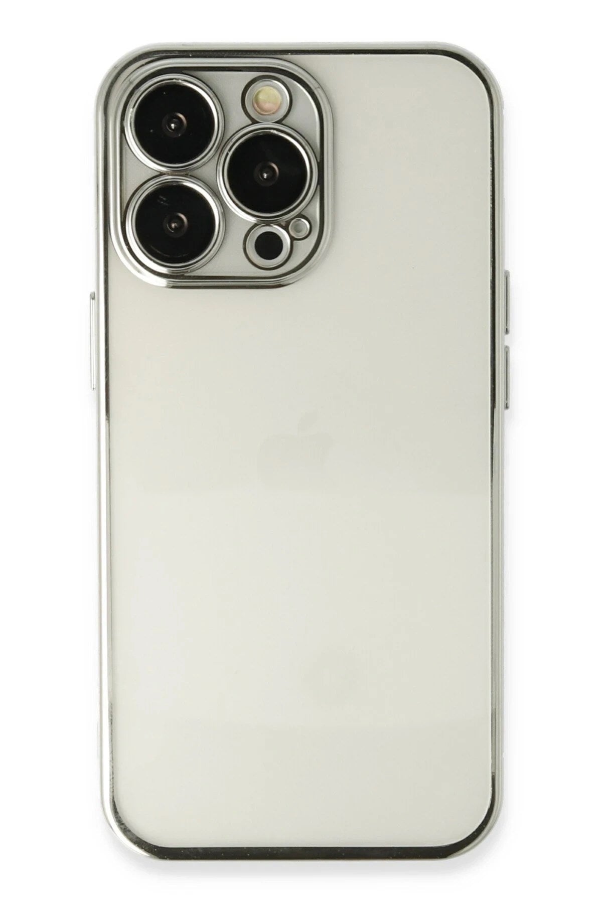 Mey İthalat® iPhone 14 Pro Kılıf Lensli Silikon - Gümüş