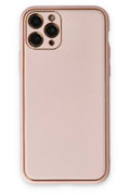 Mey İthalat® iPhone 11 Pro Kılıf Coco Deri Silikon Kapak - Pudra