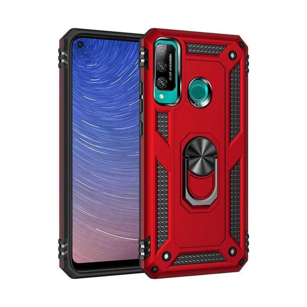 Mey İthalat® Huawei P40 Lite E Kılıf Sofya Yüzüklü Silikon Kapak - Kırmızı
