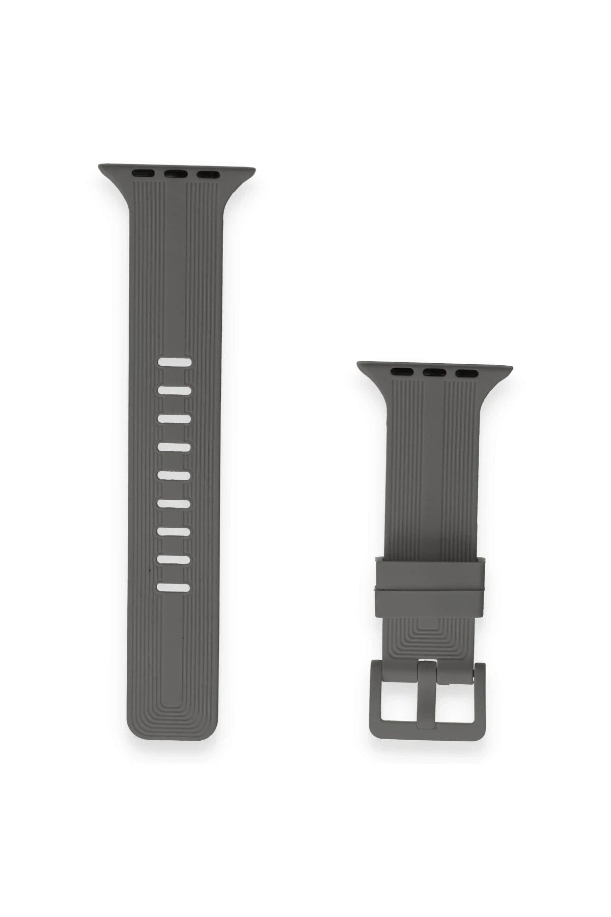 Mey İthalat® Watch 38mm KR408 Çizgili Silikon Kordon - Koyu Gri