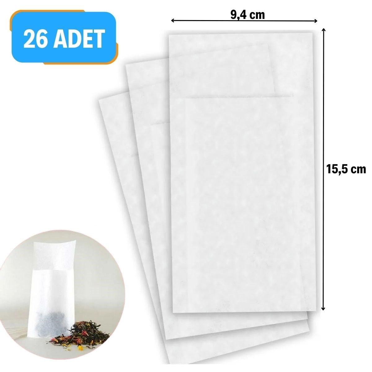 26 Adet Pratik Kullan At Çay,Bitki Çayı,Filtre Kahve Demleme Poşeti Süzgeci