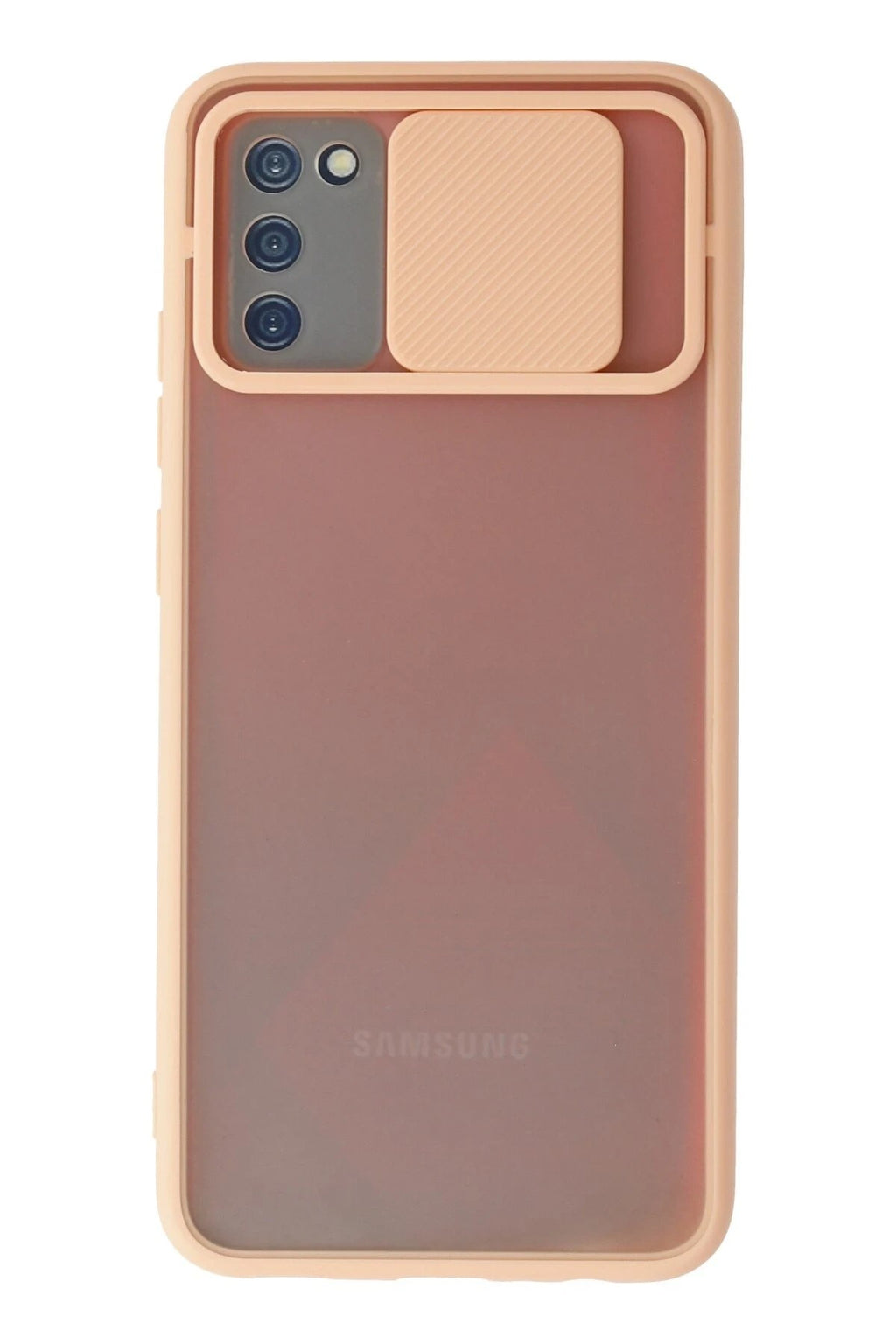 Mey İthalat® Samsung Galaxy A02S Kılıf Palm Buzlu Kamera Sürgülü Silikon - Pembe