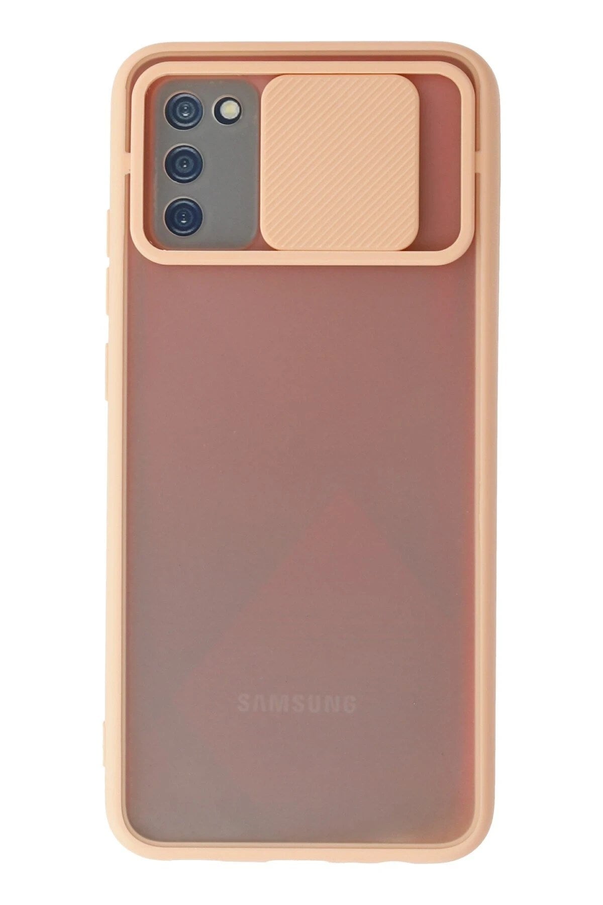Mey İthalat® Samsung Galaxy A02S Kılıf Palm Buzlu Kamera Sürgülü Silikon - Pembe