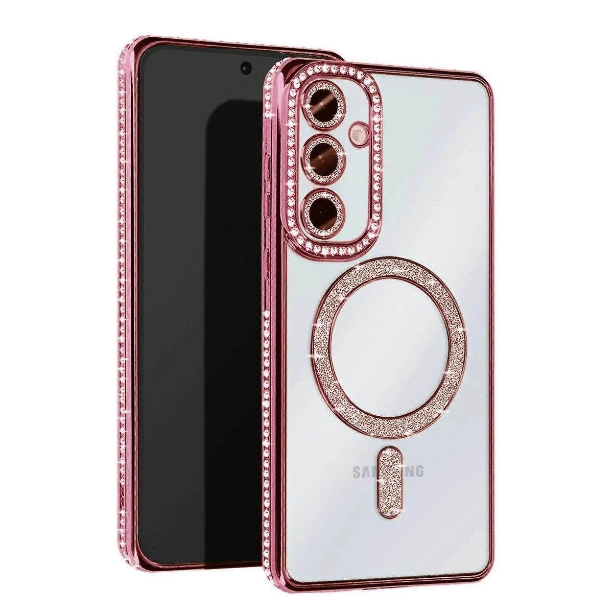 Mey İthalat® Samsung Galaxy A26 Joke Simli Magneticsafe Kılıf - Pembe