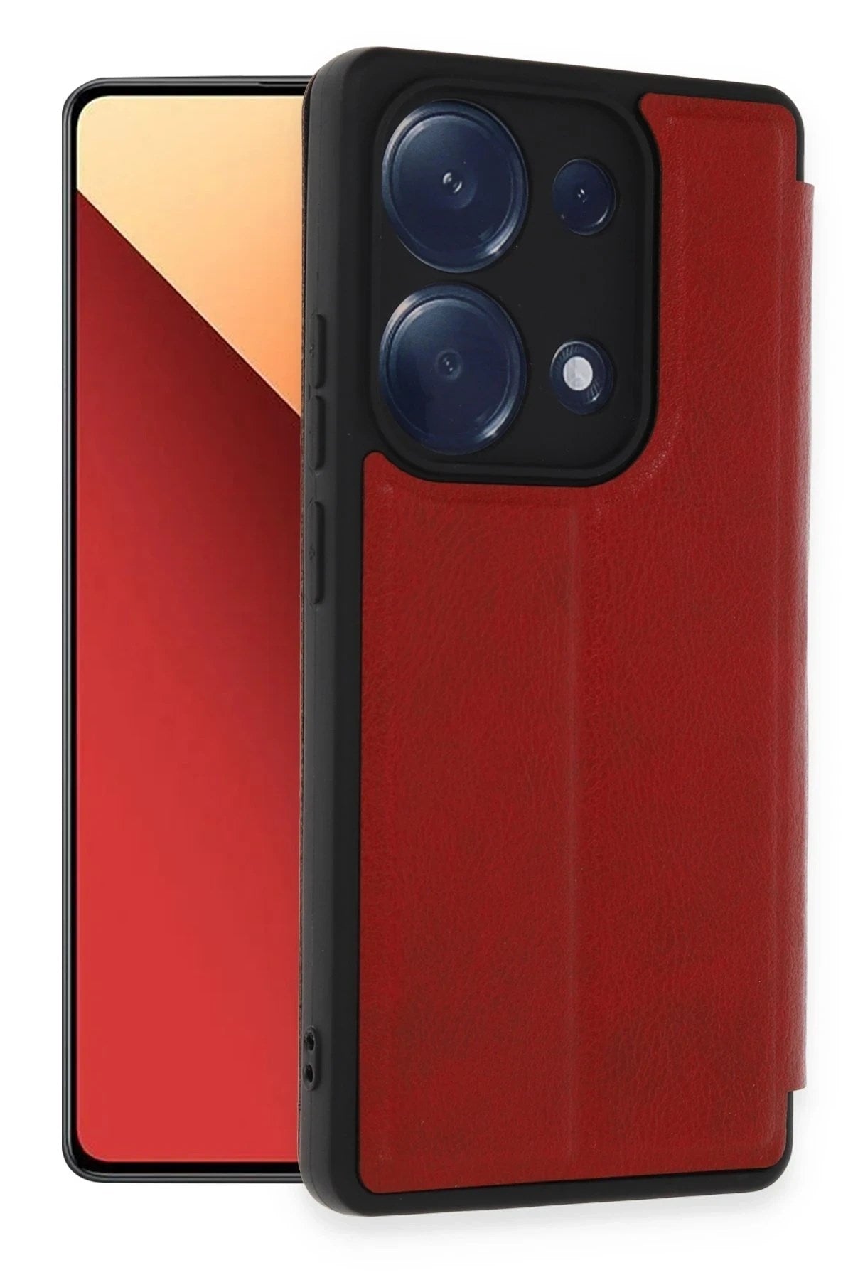 Mey İthalat® Redmi Note 13 Pro 4G Kılıf Flip Cover - Kırmızı