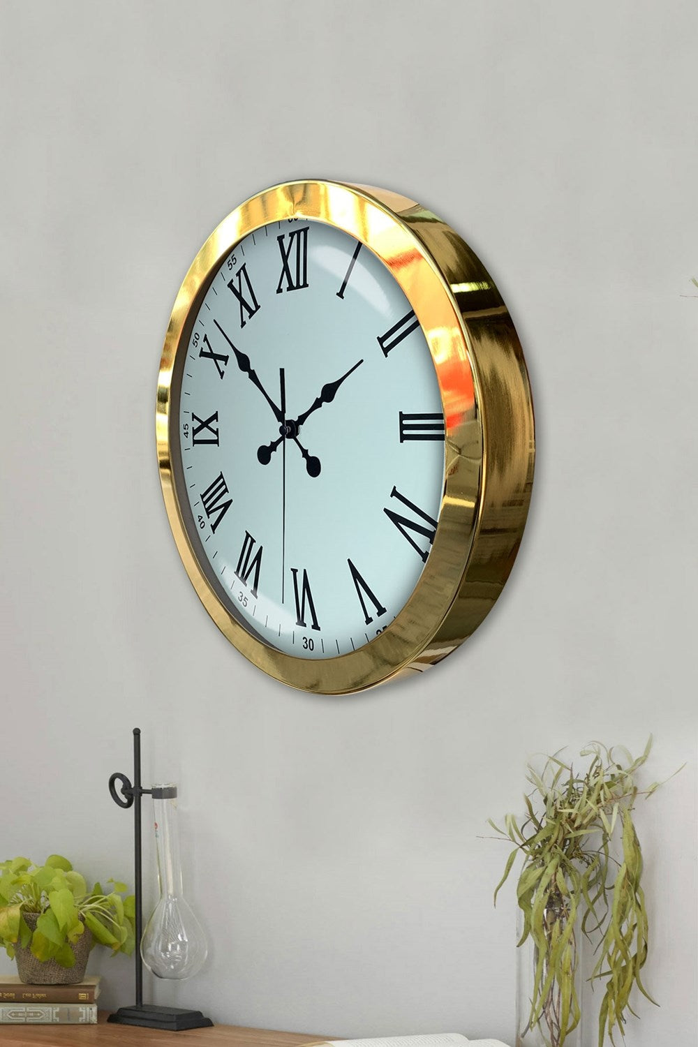 36 cm Gold Metal Roma Rakamlı Duvar Saati