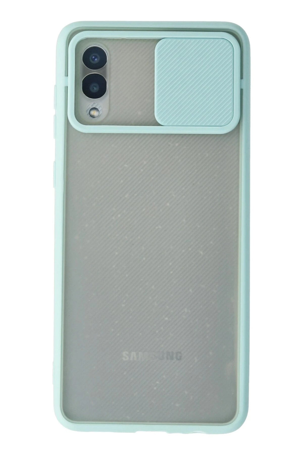 Mey İthalat® Samsung Galaxy A02 Kılıf Palm Buzlu Kamera Sürgülü Silikon - Turkuaz