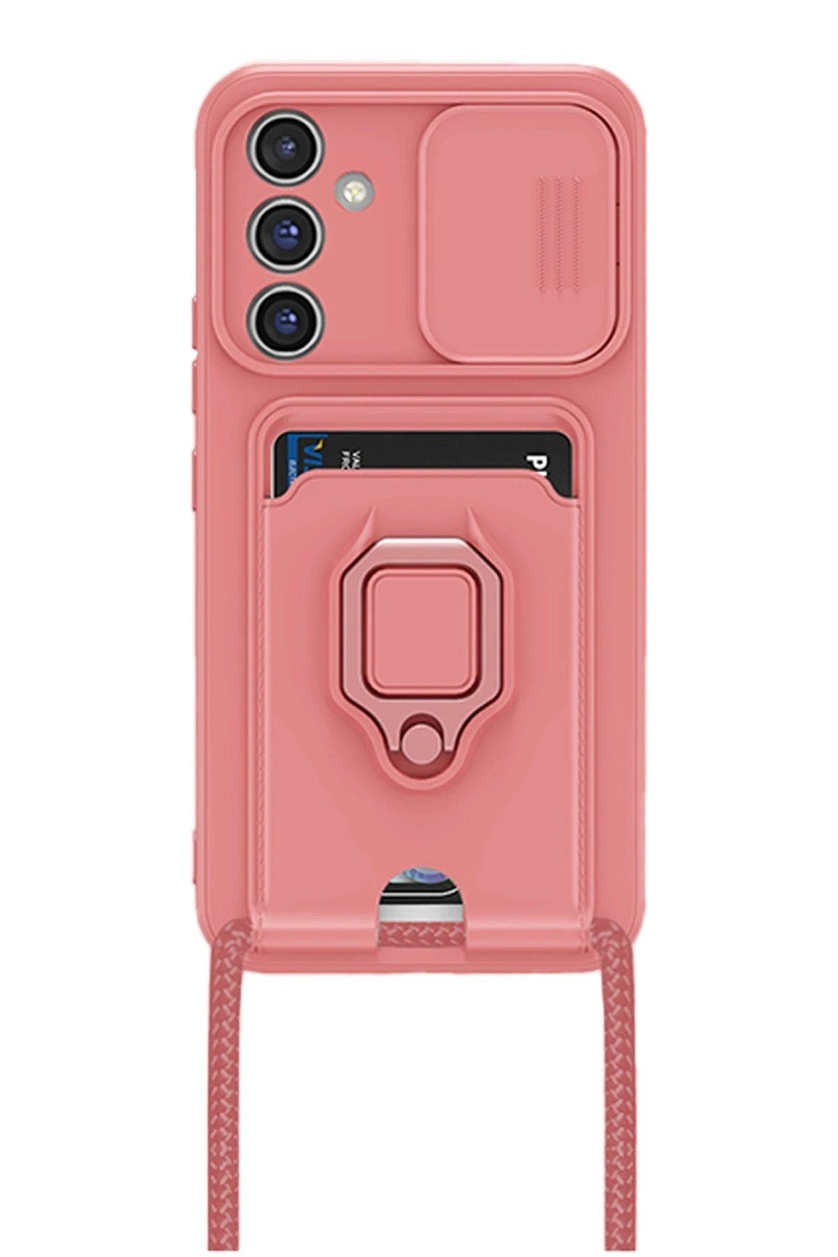 Mey İthalat® Samsung Galaxy A54 5G Kılıf Zuma Kartvizitli Yüzüklü Silikon - Pembe