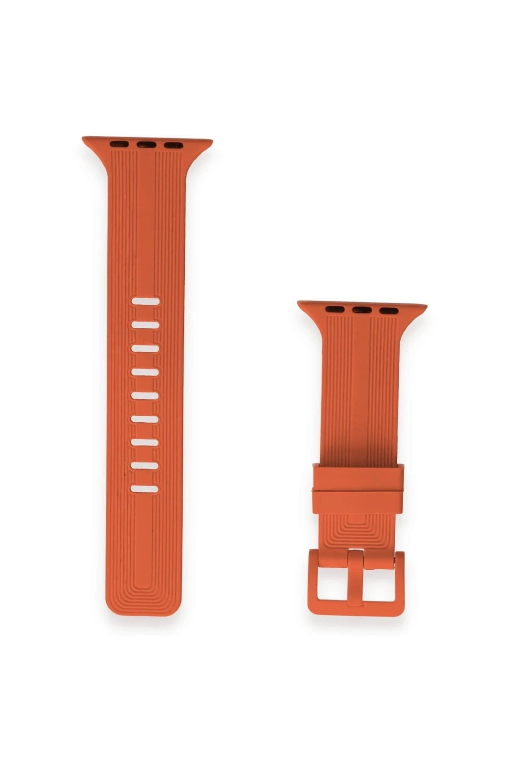 Mey İthalat® Watch 42mm KR408 Çizgili Silikon Kordon - Turuncu