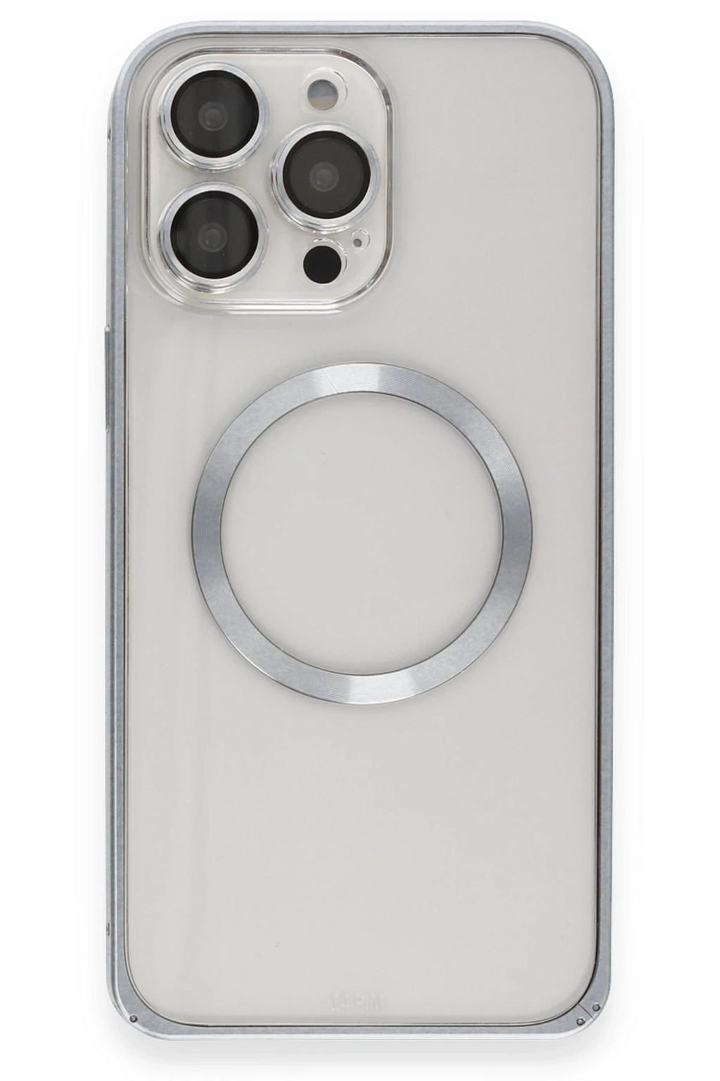 Mey İthalat® iPhone 15 Pro Max Kılıf Metal Bumper Magneticsafe Kapak - Gri