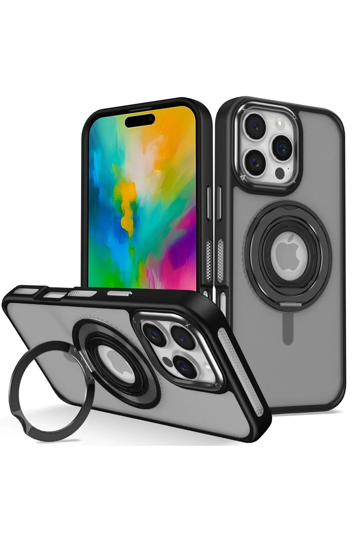 Mey İthalat® iPhone 16 Pro Banza Magsafe Standlı Kapak - Siyah