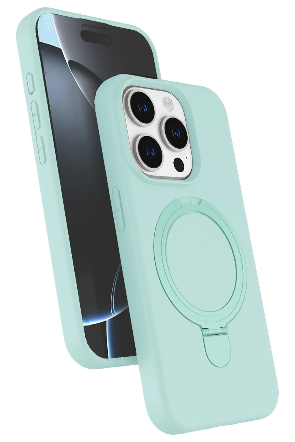 Mey İthalat® iPhone 15 Pro Max Regal Magsafe Standlı Kapak - Su Yeşili