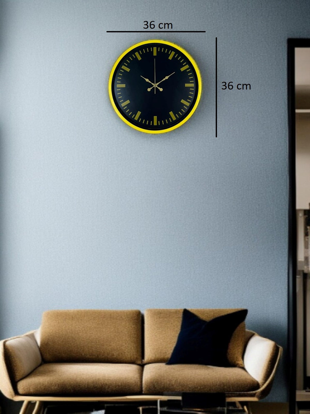 36 Cm Sarı Dekoratif Duvar Saati