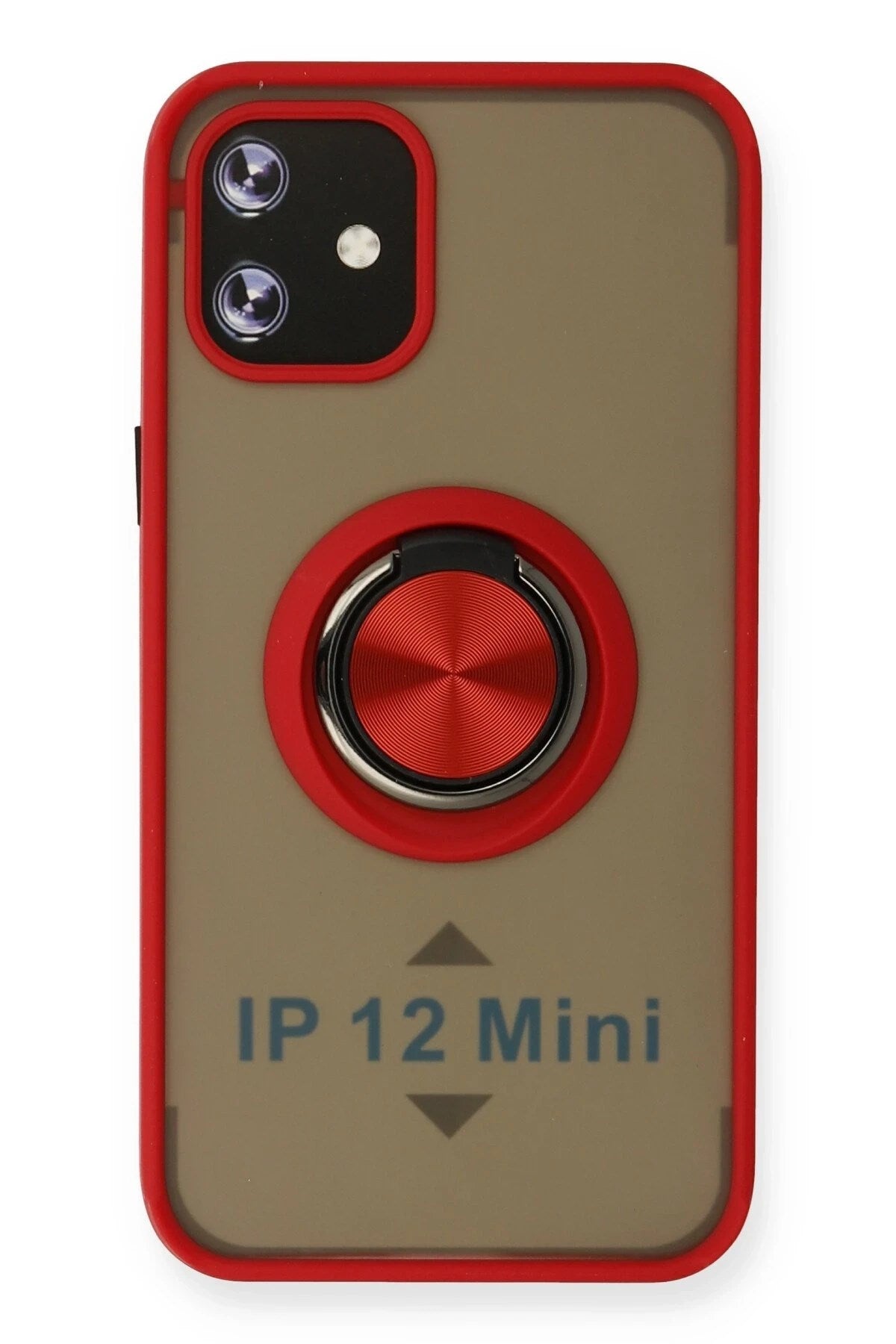 Mey İthalat® iPhone 12 Mini Kılıf Montreal Yüzüklü Silikon Kapak - Kırmızı