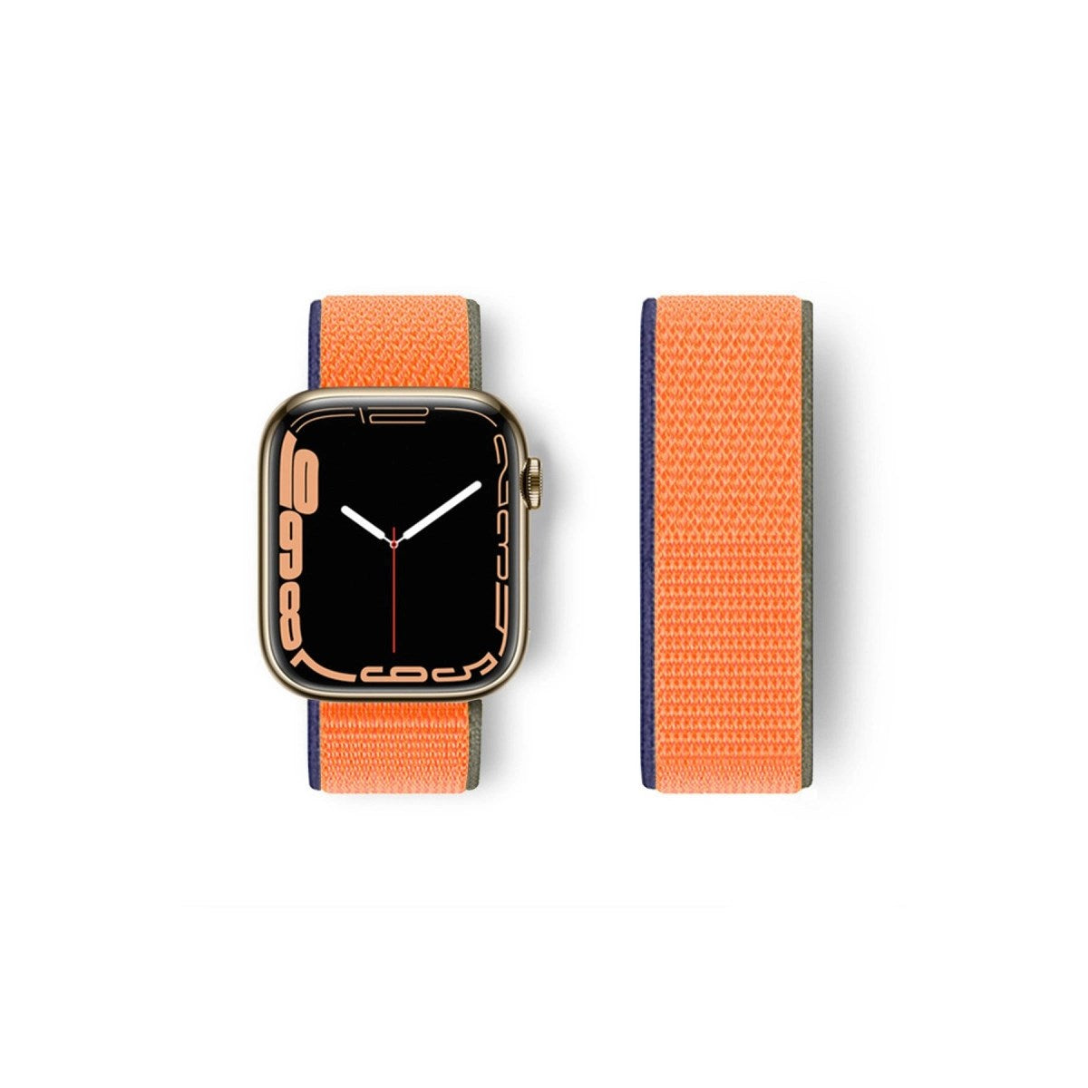 Mey İthalat® Watch 38mm Hasırlı Cırtcırtlı Kordon - Lacivert-Turuncu